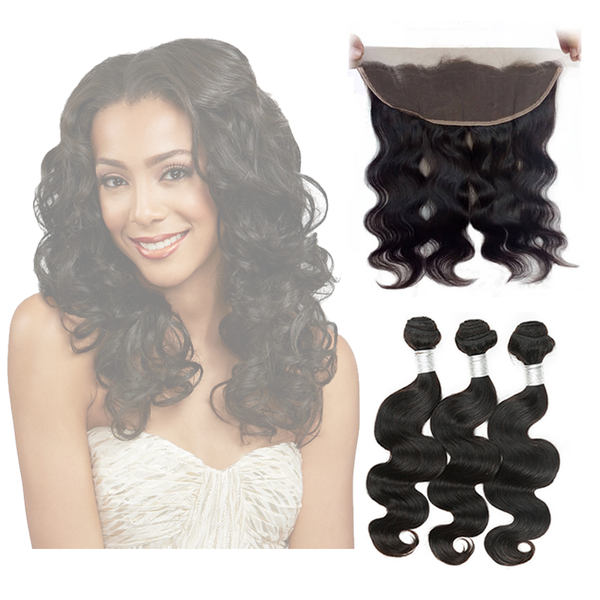 13x4 Lace Frontal with 3 Bundles, 100% Virgin Human Hair, Body Wave Style 8A Unprocessed Brazilian Human Hair Body Wave Weave 3  main image 4