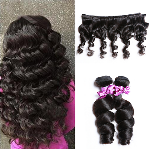 13" X 4" LACE FRONTAL -LOOSE WAVE + 2 BUNDLES